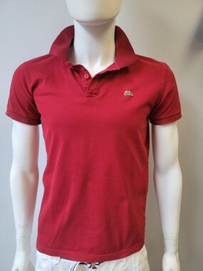 Lacoste Men's Red Short Sleeve Polo with Crocodile Logo